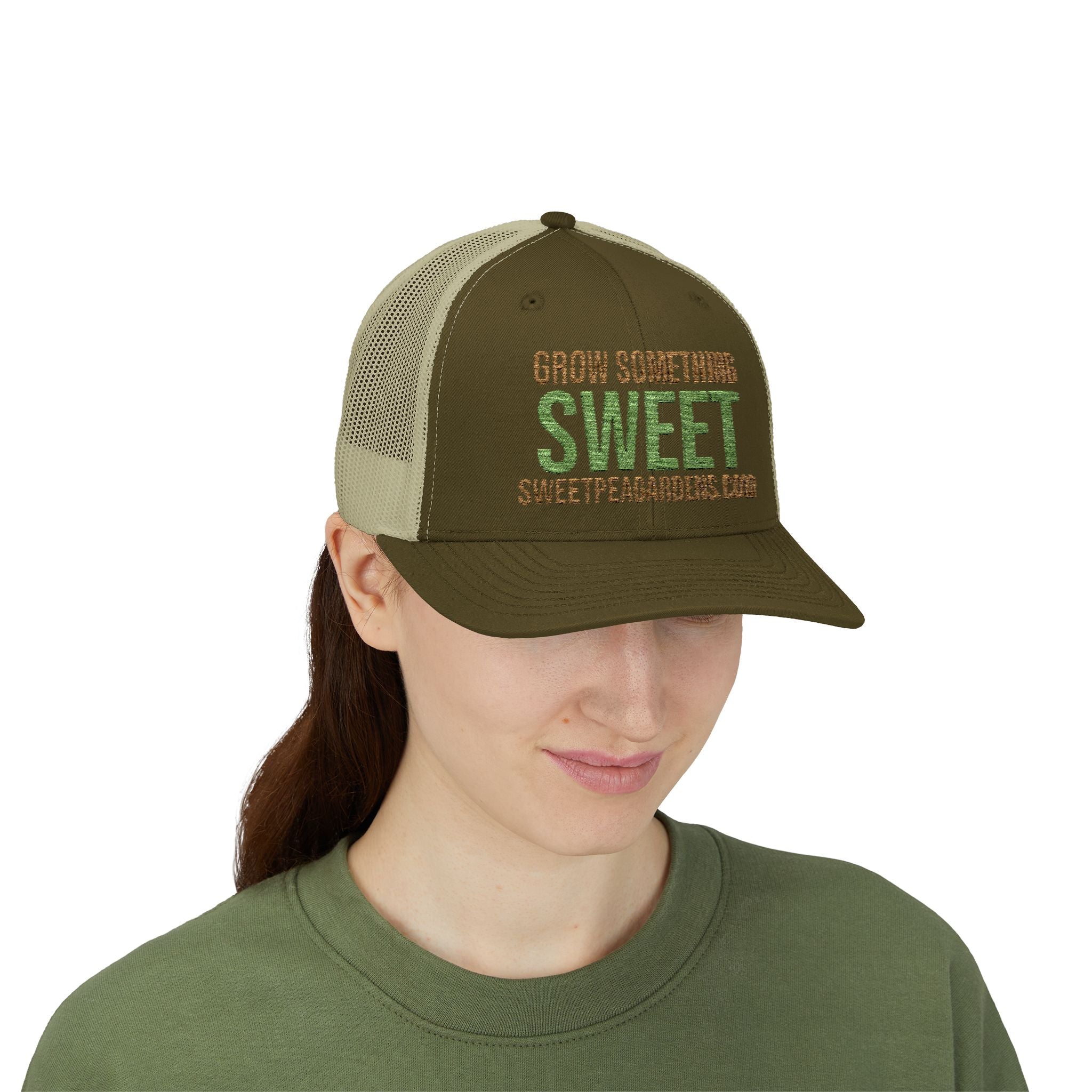 “Grow Something Sweet” Trucker Cap – Embroidered Garden Snapback Hat